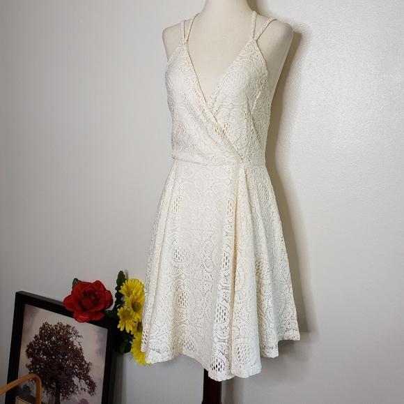 Romeo & Juliet Cream of the Crop Lace Skater Dress Y2K Summer Bohemian - Picture 3 of 15